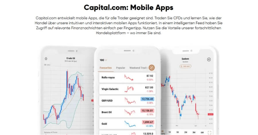 Capital.com: Mobile Apps - Übersicht
